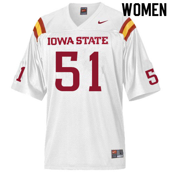 Women #51 Stevo Klotz Iowa State Cyclones College Football Jerseys Sale-White